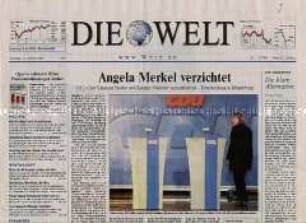 Tageszeitung "Die Welt" u.a. zum Verzicht von Angela Merkel auf die Spitzenkandidatur für die CDU/CSU bei der Bundestagswahl 2002