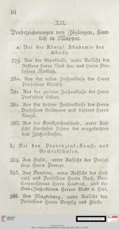 XII. Probezeichnungen von Zöglingen, sämtlich in Mappen