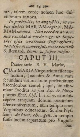 Caput III. Præsentatio B. V. Mariæ.