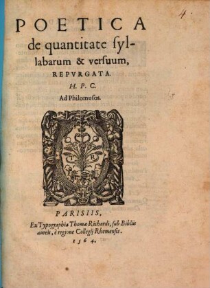 Poetica de quantitate Syllabarum et versuum
