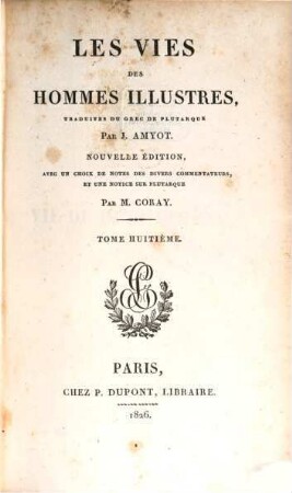 Les vies des hommes illustres, 8