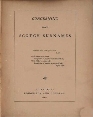 Concerning some scotch Surnames : von Cosmo Innes