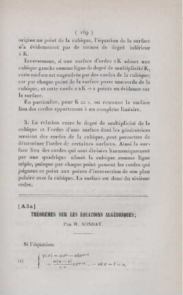 Théorèmes sur les équations algébriques.