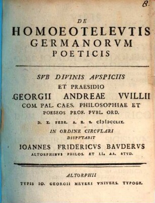 De Homoeotelevtis Germanorvm Poeticis
