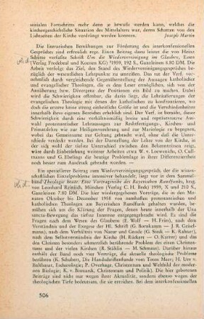 506 [Rezension] Schütte, Heinz, Um die Wiedervereinigung im Glauben