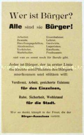 Aufruf zur Unterstützung des Bürgerausschusses