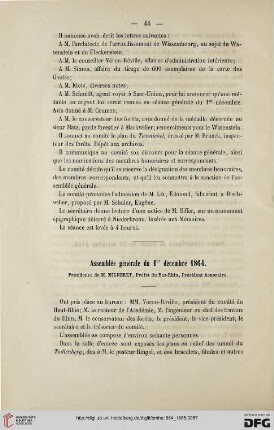 Assemblée générale du 1er décembre 1864