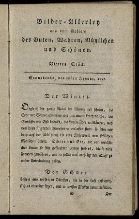 Viertes Stück. Sonnabends, den 28sten Januar 1797