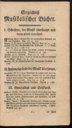 III. Generalbaß und Setzkunst