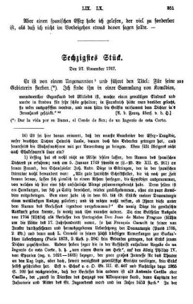 Sechzigstes Stück. Den 27. November 1767.