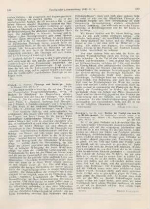 189-190 [Rezension] Ulrich, Friedrich, Fürsorge und Seelsorge