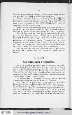 9. Kapitel. Charakteristische Betriebsdaten.
