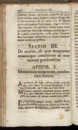 Aphor I. Mutationes temporum, morborum matres. - Aphor. XI. Æstivi morbi a veris hiemisque intemperatura.