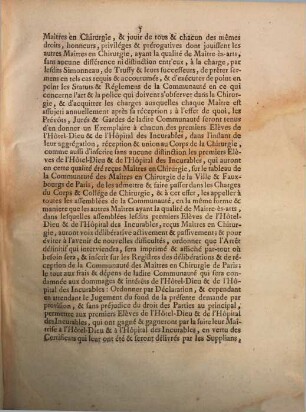 Arrest De La Cour De Parlement. Qui permer aux premiers Elèves de l'Hôtel-Dieu & de l'Hôpital des Incurables de Paris ... : Du 18 Juillet 1759.