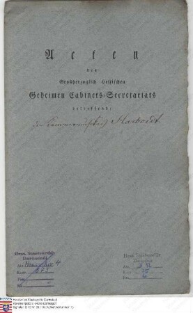 Harbordt, Gottfried, Stabshautboist, Hofmusikus und Kammermusikus 1. Klasse in Darmstadt