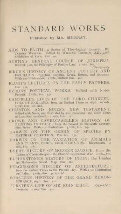 Standard works published by Mr. Murray