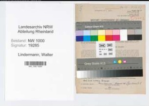 Entnazifizierung Walter Lindermann, geb. 11.09.1917 (Bauschlosser)