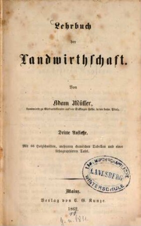 Lehrbuch der Landwirthschaft