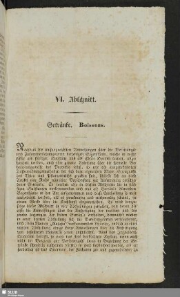 VI. Abschnitt. Getränke. Boissons