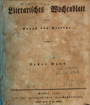 Literarisches Wochenblatt. 1. 1818