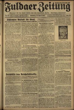 Ausgabe vom Dienstag, den 25. April 1933.