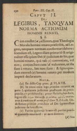 Caput II. De Legibus, Tanquam Norma Actionum Hominis Renati.