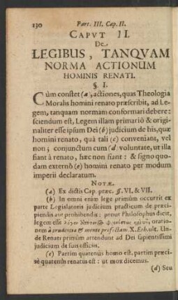 Caput II. De Legibus, Tanquam Norma Actionum Hominis Renati.