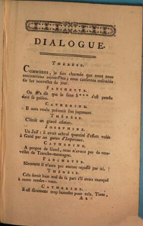 Retour de Tranche-Montagne à l'armée de Vander Mersch, Ou Second Dialogue entre Fanchette, Josephine, Thérèse ...