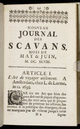 May & Juin, M. DC. XCVIII.
