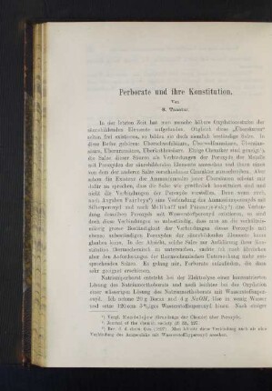 Perborate und ihre Konstitution