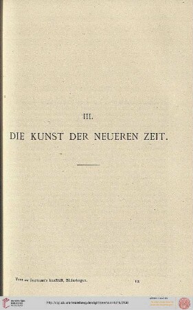 III: Die Kunst der neueren Zeit in Italien