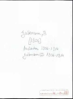 Guttmann, B[ernhard], National Liberal Club, [London], an Wichert