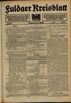 Ausgabe vom Freitag, den 28. August 1914.
