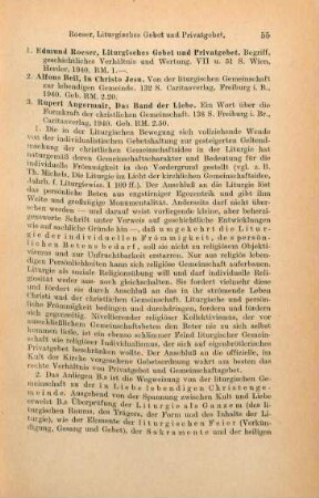 55-57 [Rezension] Roeser, Edmund, Liturgisches Gebet und Privatgebet