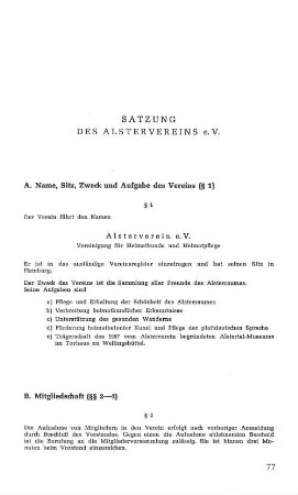 Satzung des Alstervereins e. V.