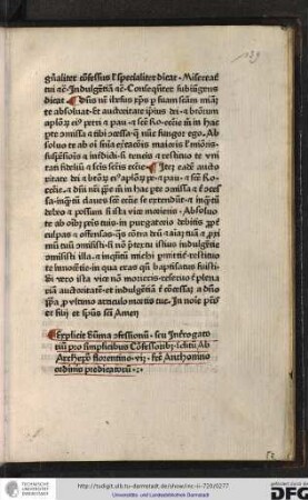 Explicit summa confessionum seu interrogatorium pro simplicibus confessoribus, editum ab archiepiscopo Florentino videlicet fratre Anthonino ordinis Predicatorum.