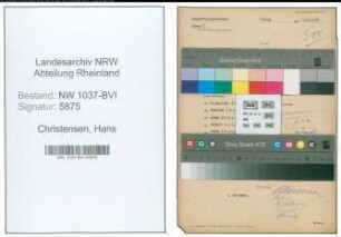 Entnazifizierung Hans Christensen , geb. 09.05.1892 (Kaufmann)