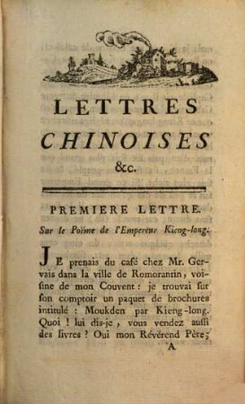 Lettres Chinoises, Indiennes et Tartares : A Monsieur Paw