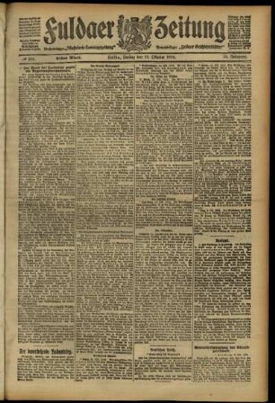 Erste Ausgabe vom Freitag, den 11. Oktober 1912.