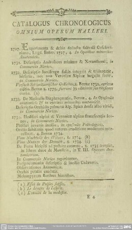 Catalogus Chronologicus Omnium Operum Halleri