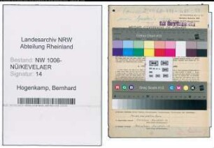 Entnazifizierung Bernhard Hogenkamp , geb. 29.10.1909 (Friseurmeister)