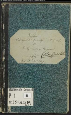 Zivilstandsregister der katholischen Gemeinde Bellersen, Kreis Höxter (GHT 1810). (Gemeinde: Katholische Gemeinde Bellersen, Kreis Höxter)