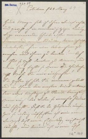 Brief an Bülow : 28. Maerz [1849]