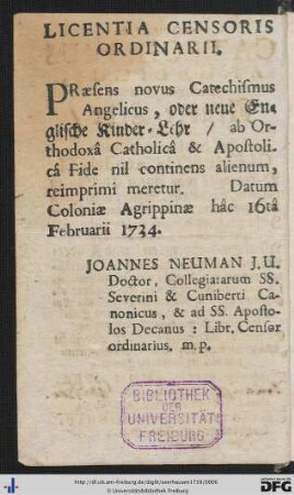 Licentia Censoris Ordinarii.