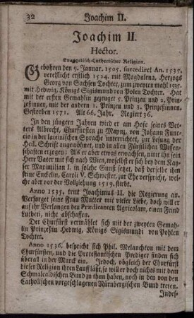 Joachim II. - Johann Sigismund.