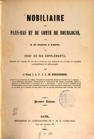 Nobiliaire des Pays-Bas et du comté de Bourgogne, 1