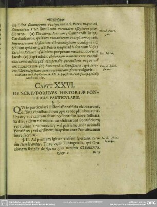 Caput XXVI. De Scriptoribus Historiae Pontificiae Particularis
