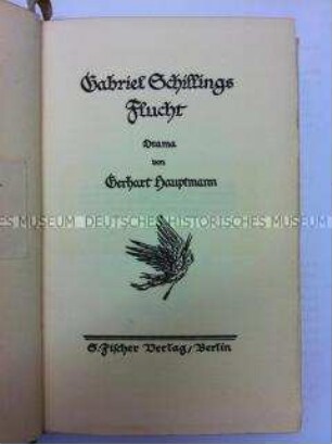 Gabriel Schillings Flucht von Gerhart Hauptmann, Vorzugsausgabe auf Büttenpapier in Ganzsaffianleder