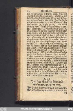 XVI. Von der Christen Freyheit. Gefangen, und doch frey.