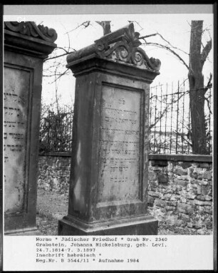 Grabstein von Johanna Nickelsburg, geborene Levi (gestorben 1897.03.07)